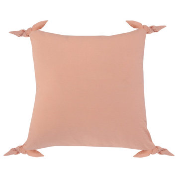 Solid Pink Corner Tie Throw Pillow, 20" X 20"