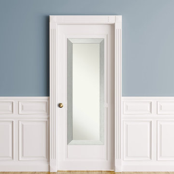 On The Door Full Length Wall Mirror, Brushed Sterling Silver