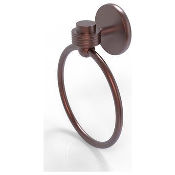 Satellite Orbit One Towel Ring With Groovy Accent, Antique Copper