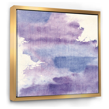 Designart Watercolor Purple Haze I Modern Framed Wall Art, Gold, 30x30