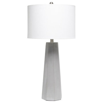 Lalia Home Concrete Pillar Table Lamp in Concrete Gray with White Shade