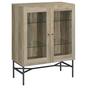 Gundell 2-door Accent Cabinet With Glass Shelves Accent Cabinet Brown