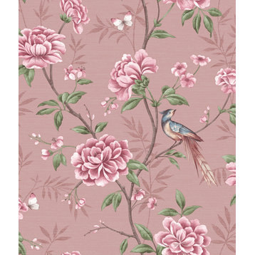 Akina Blush Floral Wallpaper, Swatch