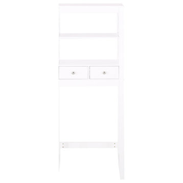 Lewis Over-the-Toilet Storage Rack With Drawers, White