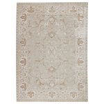 Jaipur Living - Vibe Dhaval Oriental Light Gray and White Area Rug, 7'10"x10'10" - The stunning En Blanc collection captures the elegance of neutral, vintage-inspired patterns and melds Old World aesthetics with an updated and luxurious vibe. The Dhaval rug boasts an ornate vine motif in tones of gray, gold, white, and light taupe. Soft and lustrous, this chameleon-like design emulates the timeless style of a Turkish hand-knotted rug, but in an accessible polyester and viscose power-loomed quality.