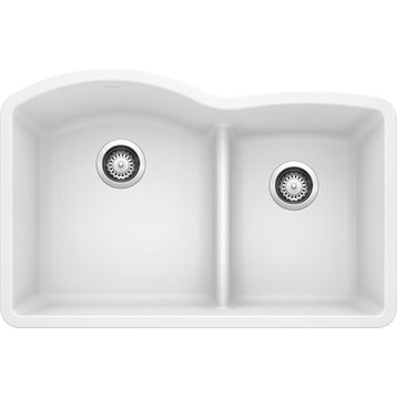 Blanco 441590 32"x20.8" Granite Double Undermount Kitchen Sink, White