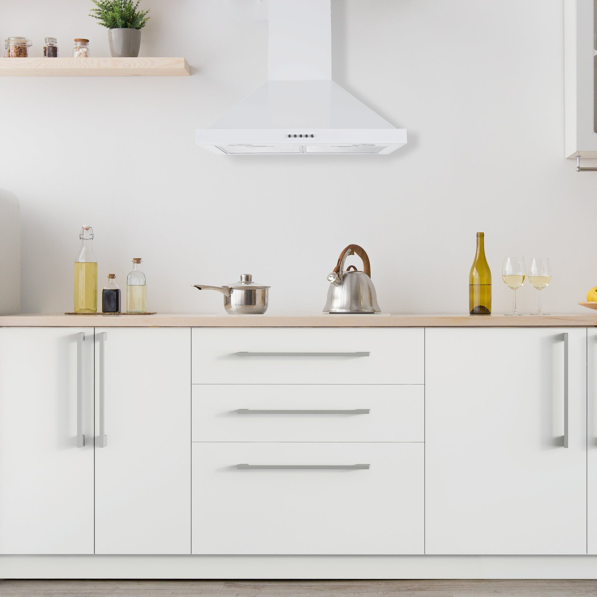 Ancona 24" 280 CFM Convertible Wall Pyramid Range Hood, White