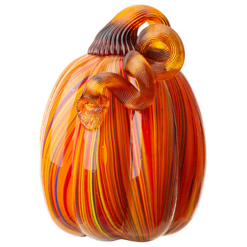 5.5"H Multi Striped Glass Pumpkin
