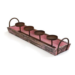 Shea's Wildflower - Display Candle Tray, Pink Washed - Wreaths And Garlands