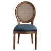 Stella Oval Wood Back Chair in Azure Blue Fabric