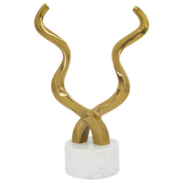 Horn Sculpture, Gold/White