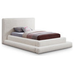 Meridian Furniture - Dane Teddy Fabric Full Bed, Cream, Twin - Bring a brand new look to your personal bedroom sanctuary with this Dane teddy fabric bed. The soft faux shearling teddy fabric feels gentle and soothing to your back as you read or watch TV in bed. Neutral cream makes this bed an easy-to-coordinate option with other furnishings, and a stacked frame design ensures a pleasantly modern aesthetic from every angle. Construction with premium engineered wood material ensures lasting quality and performance.