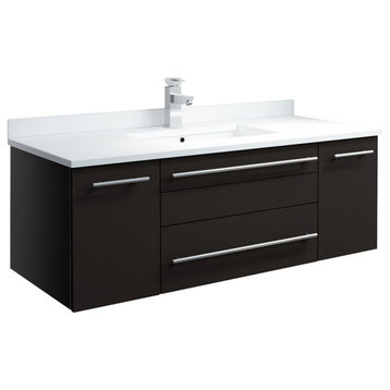 Lucera Wall Hung Bathroom Cabinet With Top & Undermount Sink, Espresso, 42"