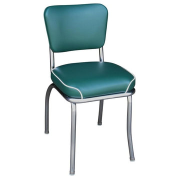Chrome Kitchen Chair, Green, Waterfall Seat