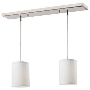 Albion 2-Light Billiard With White Linen Fabric Shade (Squared Canopy)