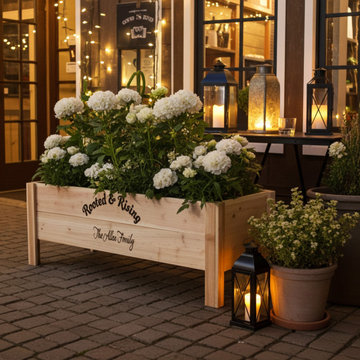 Personalized Cedar Raised Planter Box for Family and Friends