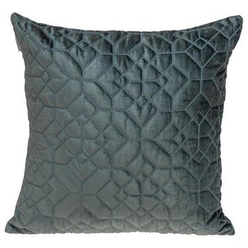 Charcoal Quilted Velvet Geo Decorative Throw Pillow