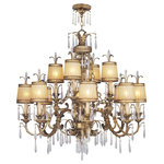 Livex Lighting - La Bella Chandelier, Hand-Painted Vintage Gold Leaf - A neoclassical influence is merged with the glamour of high fashion in this beautiful chandelier. The exquisite look features generous scrolls topped with a warm glow from the hand crafted gold dusted glass shades. K9 crystal accents further decorate the intricate frame which comes in a rich vintage gold leaf finish.
