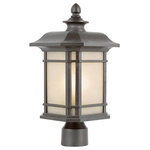 Trans Globe - Trans Globe 5823 BK San Miguel - One Light Outdoor Post Lantern - The San Miguel Collection is perfect for accenting a home�s outdoor d�cor with its postmount lantern. The striking design is ideal for illuminating an entryway or walkway and brings a distinguished look to any landscape. Invoke the spirit of Spanish missions with the San Miguel Collection, uniquely blending features from Japanese gardens, Spanish missions, and Craftsman design. Tea Stain Linen glass windows are metal trimmed. The San Miguel 13.5" Postmount Lantern provides great outdoor ornamentation while serving as a perfect source for your outdoor lighting requirements. Truly a customer favorite!  Assembly Required: TRUE