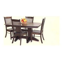 Boat shaped table with double square pedestals and Carlisle chairs - Products