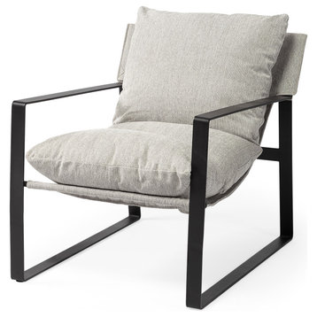 Guilia Frost Gray w/ Black Metal Frame Sling Accent Chair