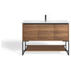 Foundry Bath Vanity, Walnut, 48", Integrated Single Sink, Freestanding