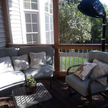 Cozy Screened Porch with 4 Track Windows and TimberTech Deck by Geneva, IL Scree