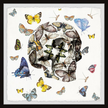 "Butterfly Skull Escape" Framed Painting Print, 12"x12"