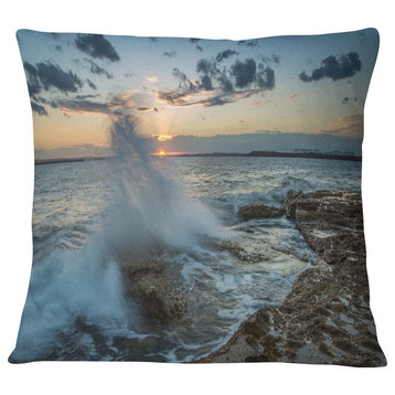 Sunset at Sydney Seashore Seascape Throw Pillow, 16"x16"
