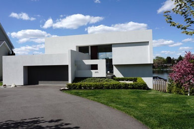 Photo of a modern white exterior in Detroit.