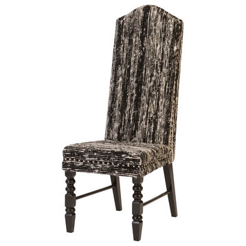 Manhattan Dining Chair, Eco Viscose Black, Black Wooden Legs