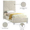 Candace Velvet Upholstered Bed, Cream, Twin