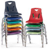 Stacking Chair with Chrome-Plated Legs - 12" Ht - Set of 6 - Coastal Blue