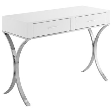 Monroe Vanity/Desk/Console, Chrome Stainless Steel Legs and Handles