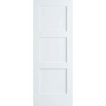 Frameport - 3 Flat Panel 9mm Square 1-3/8"-18"-80" Primed Slab Interior Door - Frameport’s Shaker Pine Doors are a fashionable and functional enhancement to any home.  They combine a clean, simple design of square edges and flat panel(s) with contemporary finishes that add an attractive décor to any room.  This primed version of the door is coated with three layers of high quality primer and brushed smooth, making it easier and faster for you to paint them with the color that best matches your style.