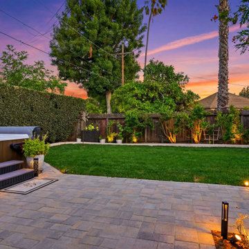 Evening Landscape Lighting and Backyard Paver Installation