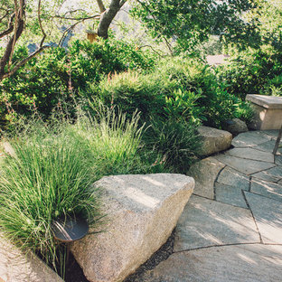 This is an example of a mid-sized modern backyard partial sun formal garden for summer in Other with a vertical garden and natural stone pavers.
