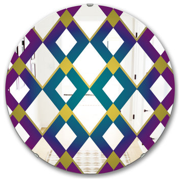 Designart Purple Diamonds Midcentury Round Decorative Mirror, 32x32