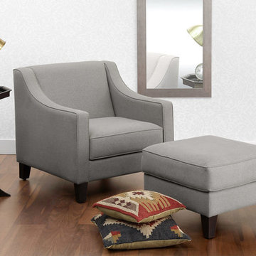 Classic light grey Single Seater Sofa with Coffee Table & Throw Pillow