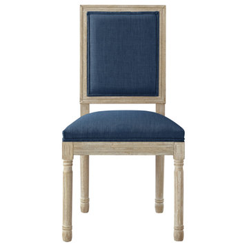 Rustic Manor Nicolai Dining Chair, Upholstered, Linen, Navy