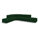Meridian Furniture - Arc Boucle Fabric Upholstered 7-Pc. L-Shaped Modular Sectional, Green - Give your living room or den the perfect blend of style and versatility with this Arc boucle fabric curved modular Sectional. Part of the Arc modular furniture collection, this Sectional comes upholstered in rich green boucle fabric and features deep channel tufting that adds a touch of luxury while enhancing comfort and support. A seamless combination of form and function, this chair can be used with other Arc pieces to create a myriad of configurations in your well-curated room.
