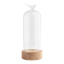 GLASS BIRD CLOCHE - MEDIUM - Decorative Objects And Figurines