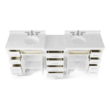 Caroline Parkway 93'' White Bathroom Vanity