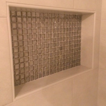 BATHROOM - 12" x 24" Gray Wall Tile / 5" x 24" Wood Plank Floor Tile