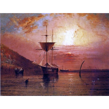Elisha J. Taylor Baker Ships in Calm Water at Sunset Wall Decal