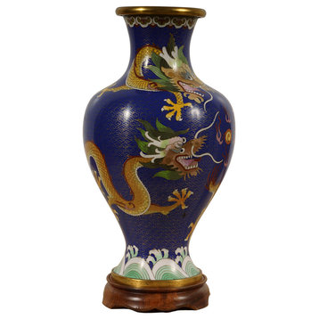 Consigned Vintage Chinese Cloisonne Dragon Vase