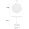 Modern White Tulip 36" Round Wood Top Dining Table