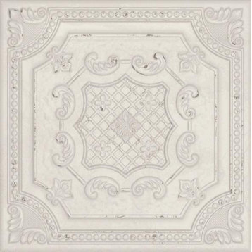 Gatsby Ceramic 8"x8" Tin Look Tiles, White, 10 Square Foot Box