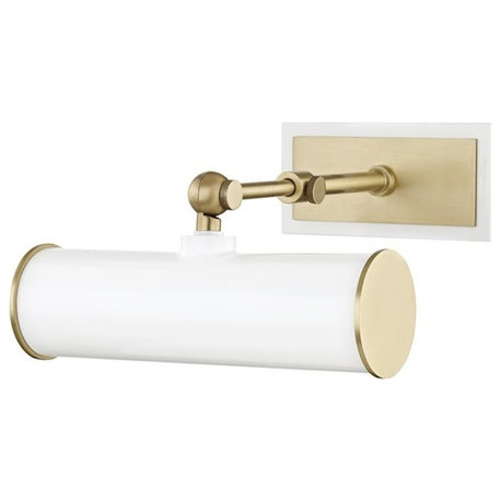 Hudson Valley Holly 1-Light Picture Light, Aged Brass/White