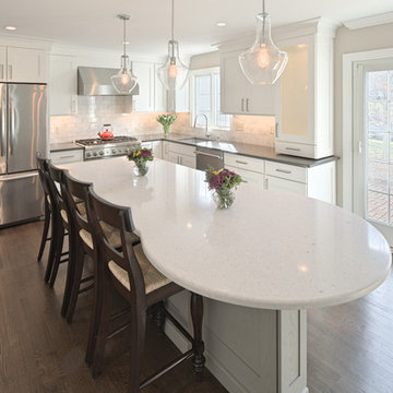 Spring City -- White Kitchen Renovation with Rounded Custom Island